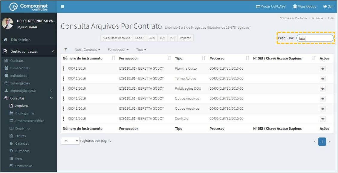 FIGURA 3 - Pesquisa de Arquivos de Contratos